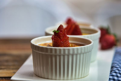 Close-up of dessert in bowl on table