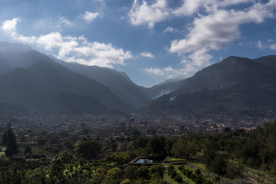 Scenic view of mountains against sky