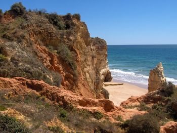 Scenic view of sea against clear sky