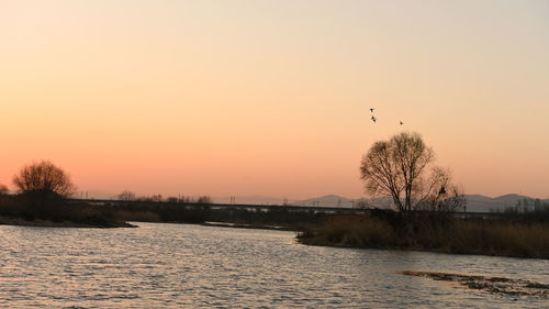 View of sea against sky during sunset