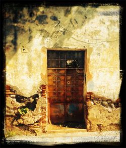 Closed door of old building