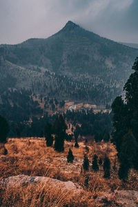 Scenic view of mountains against sky