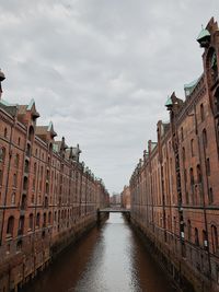 View of canal amidst buildings against sky