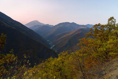 Autumn in the caucasus mountains. argun gorge in the chechen republic.