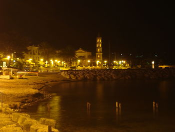 Illuminated street light at night