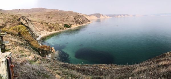 High angle view of beach against sky