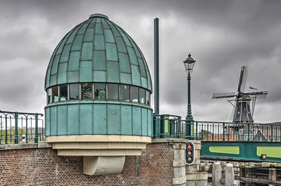 Bridge keepers cabin and windmill in haarlem