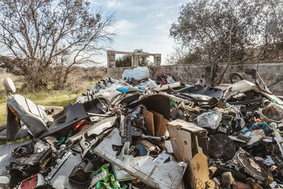 Garbage bin in a row