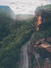 Scenic view of road amidst trees against sky