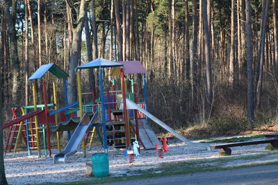 View of playground in forest