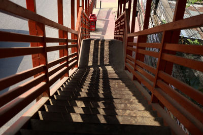 Close-up of staircase against building