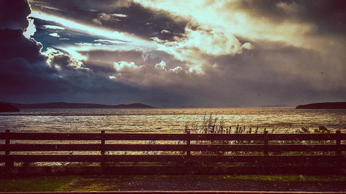 Scenic view of sunset over sea