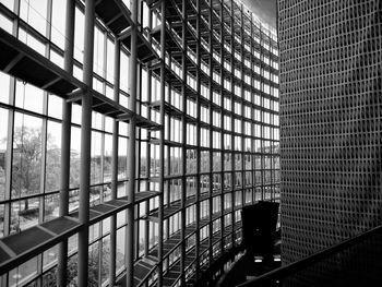 Modern building seen through window