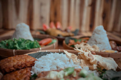 Close-up of food on table