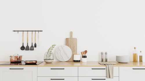 Kitchen utensils against white background