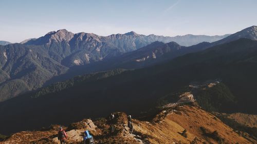 Panoramic view of mountains against sky