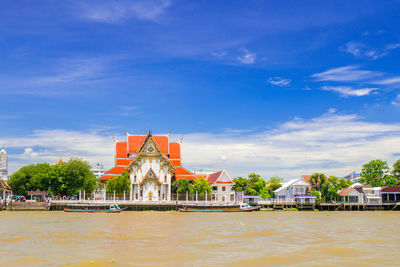 View of temple against blue sky