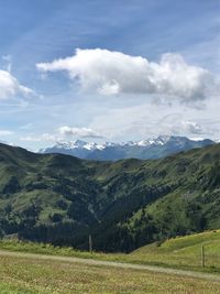 Scenic view of mountains against sky