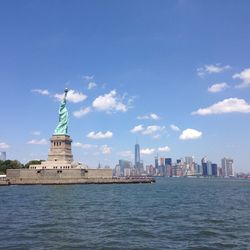 Statue of city at waterfront