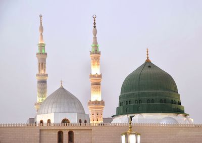 View of nabawi mosque against sky in madinah city, saudi arabia