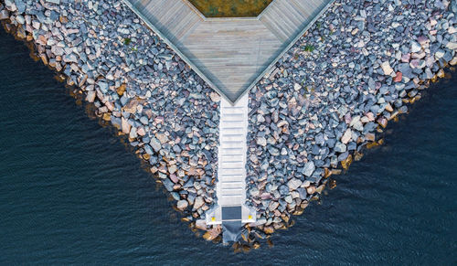 High angle view of boat