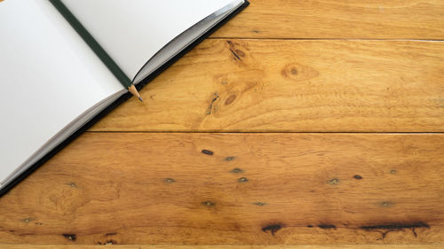 High angle view of laptop on table