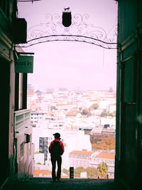 Shadow of man standing in train