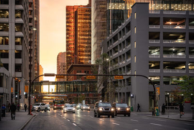 Exterior of modern buildings in city calgary 