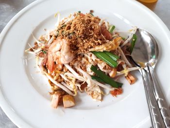 High angle view of meal served in plate