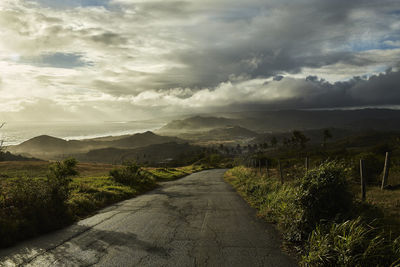 Scenic view of landscape against dramatic sky