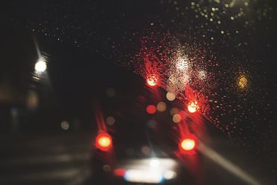 Light trails on road at night