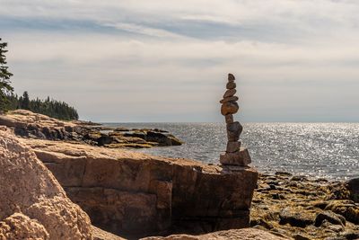 Scenic view of rocks and sea against sky