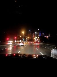 Traffic on road at night