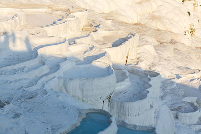 High angle view of snowcapped landscape