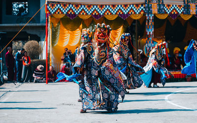 Rear view of people in temple