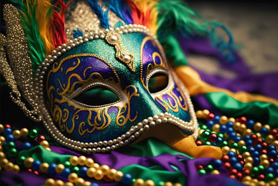 Mardi gras carnival celebration mask close-up photography