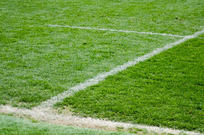 High angle view of soccer field