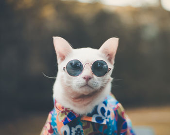 Portrait of cat wearing sunglasses