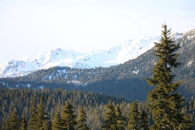 Scenic view of snow covered mountains against sky