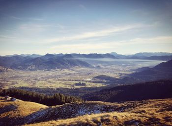 Scenic view of mountains against sky