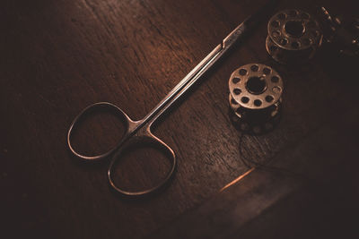 High angle view of eyeglasses on table