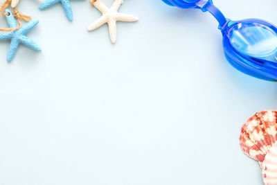 High angle view of cake on white background