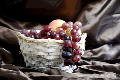 Close-up of grapes in basket