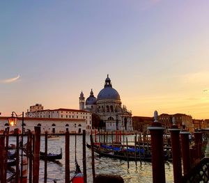 View of mosque at sunset