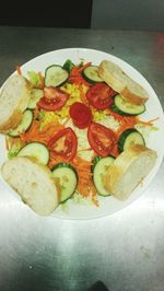 Close-up of served food in plate