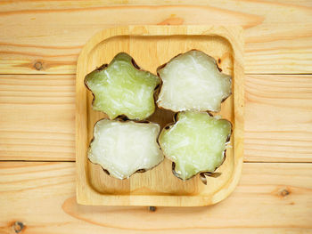 High angle view of food on cutting board