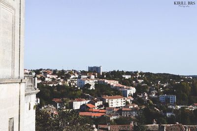 Cityscape against clear sky