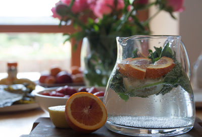 Close-up of lemonade on table