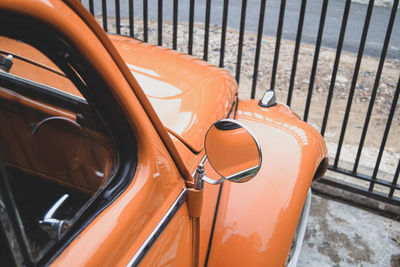 High angle view of vintage car parked