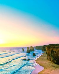 Scenic view of sea against sky during sunset